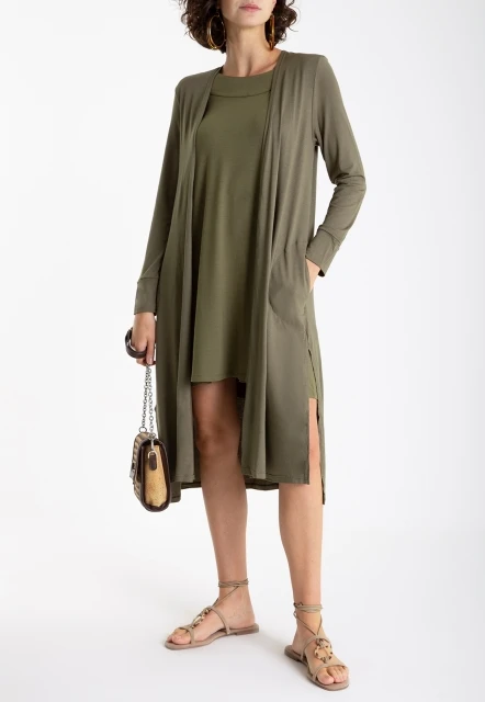 MAXI CARDIGAN LISO CIGANA LYGIA E NANNY