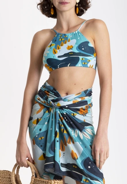 CANGA PAREO FEMININA ESTAMPADA ORIXÁ  LYGIA E NANNY