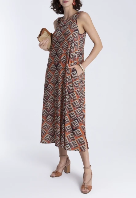 VESTIDO FEMININO ESTAMPADO MANATI LYGIA E NANNY